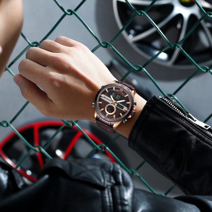 Curren Military Mens Analog Digital Watch Stainless Steel LED Waterproof