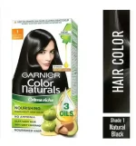 Garnier Color Naturals Crème Hair Colour, 70 ml + 60 g Shade 1, Natural Black