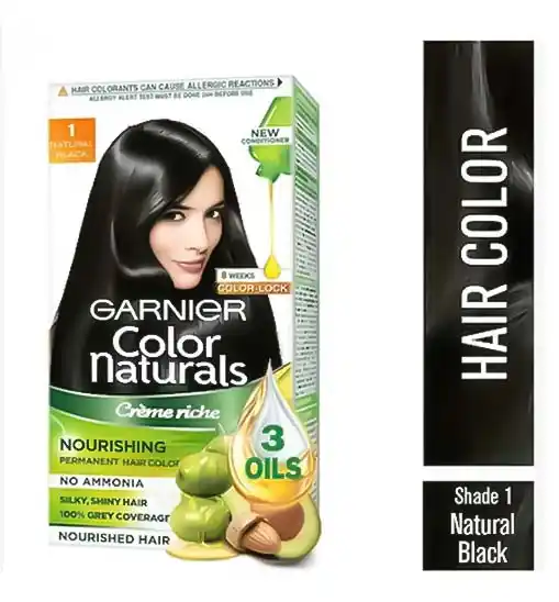 garnier-color-naturals-shade-1-natural-black-70ml60g Garnier Color Naturals Crème Hair Colour, 70 ml + 60 g Shade 1, Natural Black - Image 1