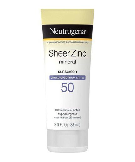 NEUTROGENA SHEER ZINC MINERAL FACE SUNSCREEN LOTION WITH BROAD SPECTRUM SPF 50 – 88ML